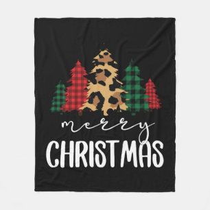 Merry Christmas Christmas Svg Leopard Tree Fleece Blanket