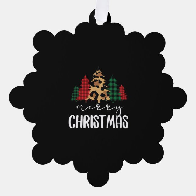 Merry Christmas Christmas Svg Leopard Tree Tree Decoration Card (Front)