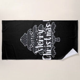 Merry Christmas, Christmas tree Classic Beach Towel