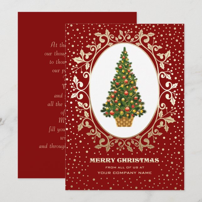 Merry Christmas. Christmas Tree Corporate Card (Front/Back)