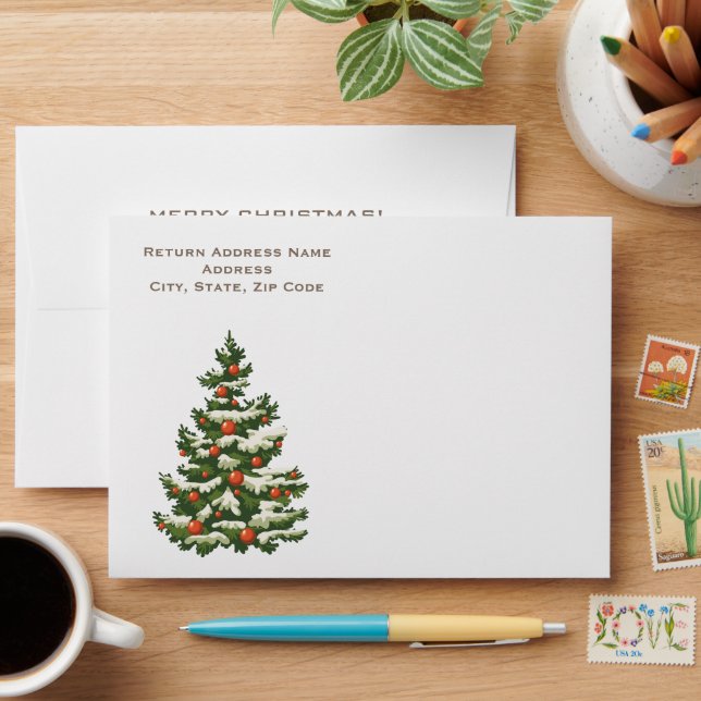 Merry Christmas. Christmas Tree Envelopes (Desk)