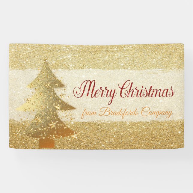 Merry Christmas ,Christmas Tree, Glittery Banner (Horizontal)