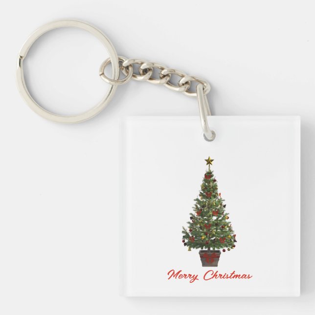 Merry Christmas. Christmas Tree Key Ring (Front)
