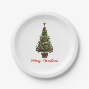 Merry Christmas. Christmas Tree Paper Plate