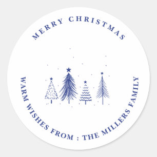 Merry Christmas   Christmas Tree Pattern Classic Round Sticker