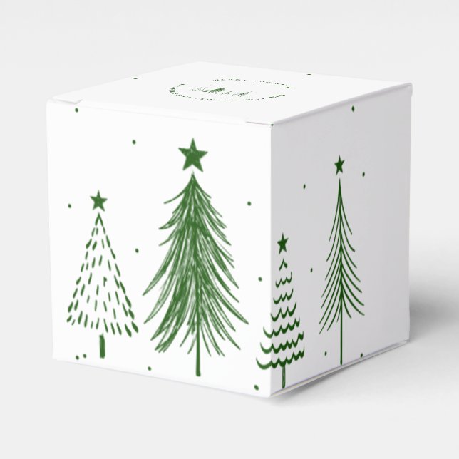 Merry Christmas | Christmas Tree Pattern  Favour Box (Front Side)