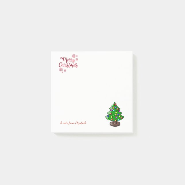 Merry Christmas, Christmas Tree-Personalised Post-it Notes (Front)
