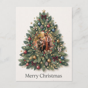 "Merry Christmas" Christmas Tree Photo Design Postcard