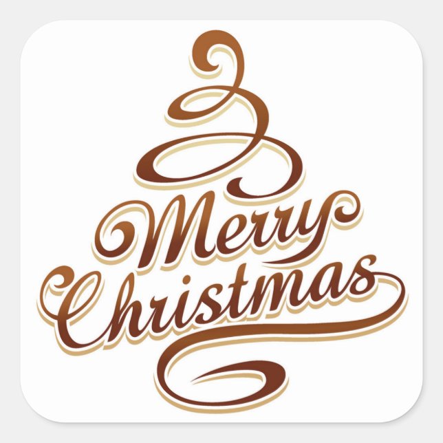 Merry Christmas - Christmas Tree Square Sticker (Front)