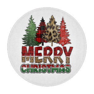 Merry Christmas Christmas Trees Cutting Board