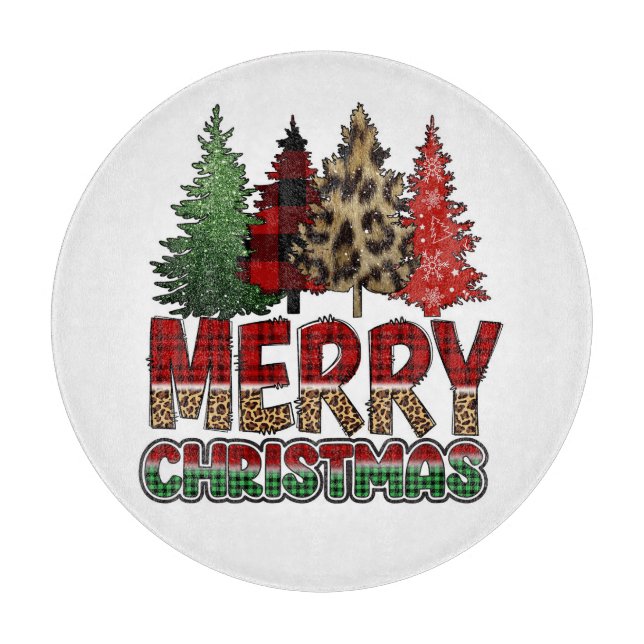 Merry Christmas Christmas Trees  Cutting Board (Front)