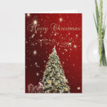 Merry Christmas,Christmas Trees ,Presents Holiday Card<br><div class="desc">Elegant christmas tree and presents with santa hat on white, red   background and  a sentimental verse inside.</div>