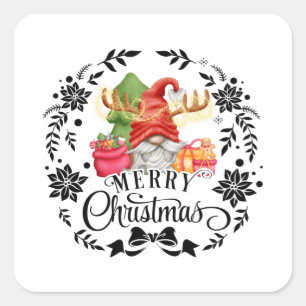 Merry Christmas Christmas Troll Christmas Gnome Square Sticker