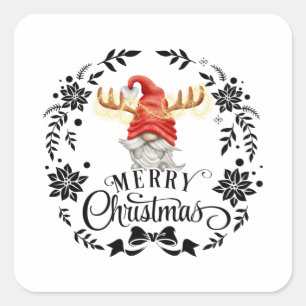 Merry Christmas Christmas Troll Christmas Gnome Square Sticker