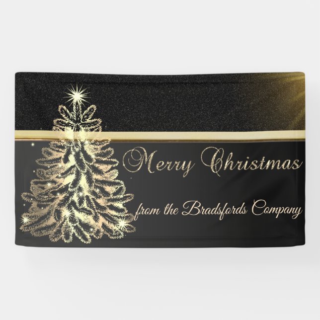 Merry Christmas ,ChristmasTree,Black,Company Banner (Horizontal)