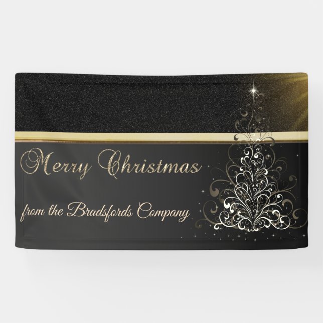 Merry Christmas ,ChristmasTree,Black,Company Banner (Horizontal)
