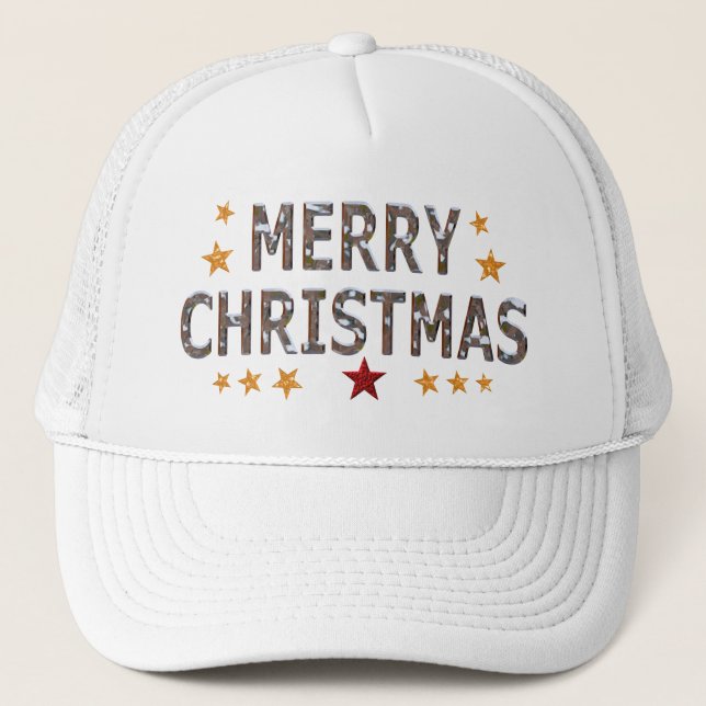 Merry Christmas Chrome Trucker Hat (Front)