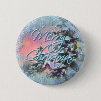 MERRY CHRISTMAS CHURCH by SHARON SHARPE 6 Cm Round Badge