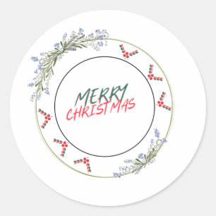 Merry Christmas Circle Classic Round Sticker