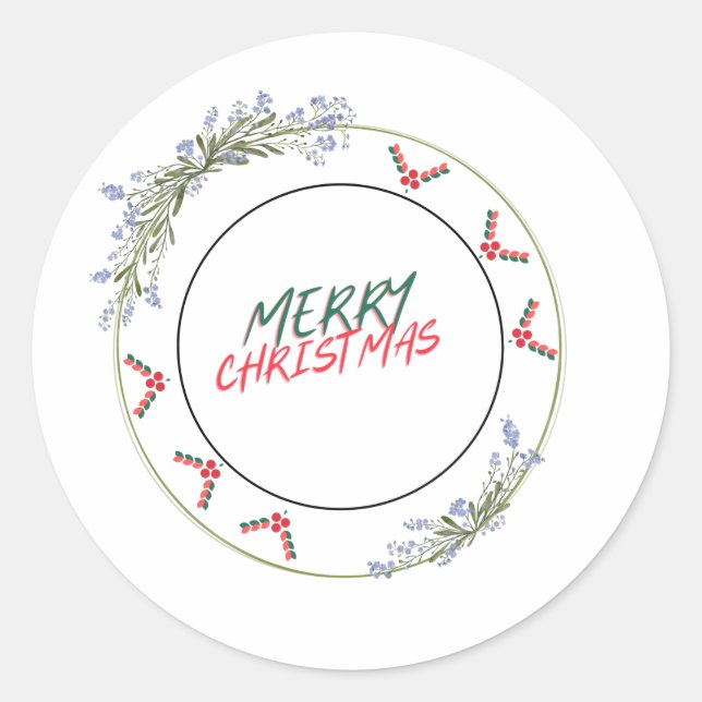 Merry Christmas Circle  Classic Round Sticker (Front)