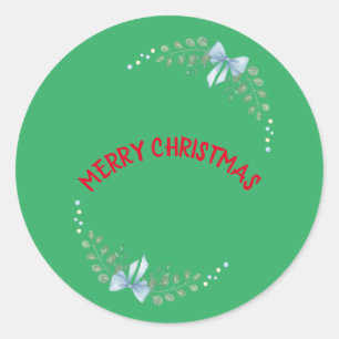 Merry Christmas Circle Green  Funny Sticker