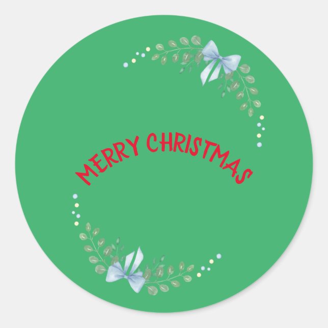 Merry Christmas Circle Green  Funny Sticker (Front)