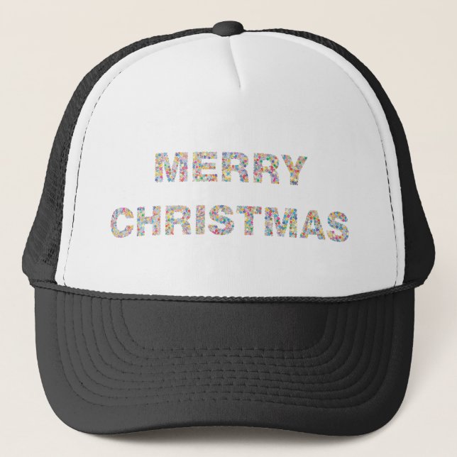 Merry Christmas Circles Prismatic 2 Trucker Hat (Front)