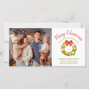 Merry Christmas Citrus Wreath Family Photo Moving Announcement
