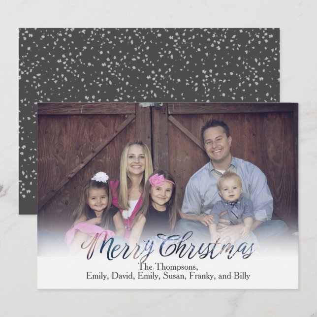 Merry Christmas Classic Calligraphy Transparent  Holiday Card (Front/Back)