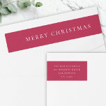 Merry Christmas Classic Cherry Red Return Address Wrap Around Label<br><div class="desc">A stylish minimal holiday wrap around return address label with classic typography "Merry Christmas" in black on a cherry red pink background. The text can be easily customised for a personal touch. A simple,  minimalist and contemporary christmas design to stand out this holiday season!</div>