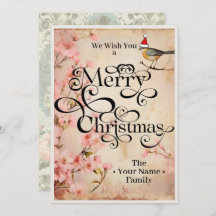 Merry Christmas Classic Chic Flowers Typography