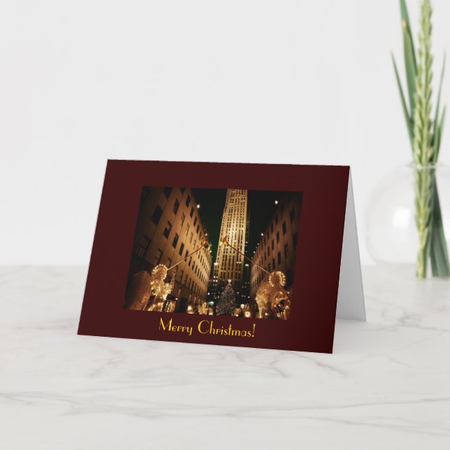 Merry Christmas - Classic Christmas Tree & Angels Holiday Card (Front)