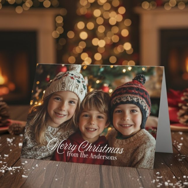 Merry Christmas Classic Custom Family Photo Holiday Card (Merry Christmas Classic Custom Family Photo Holiday Card)