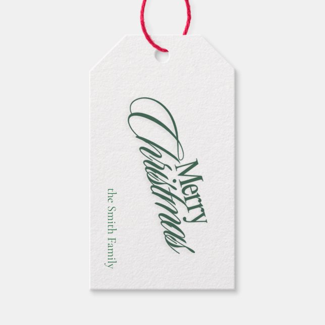 Merry Christmas Classic Design Family Gift Tag  (Front)