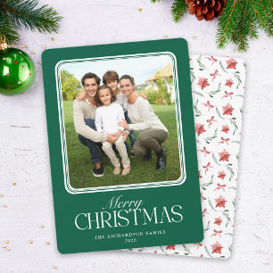 Merry Christmas Classic Minimalist Photo Christmas Holiday Card