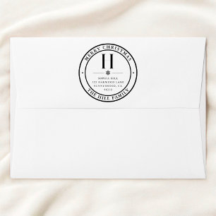 Merry Christmas Classic Monogram Address Rubber Stamp