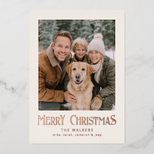Merry Christmas Classic Photo Frame Foil Holiday Card