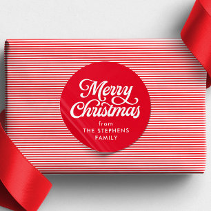 Merry Christmas classic red holiday gift  Classic Round Sticker