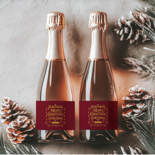 Merry Christmas Classic Red  Sparkling Wine Label