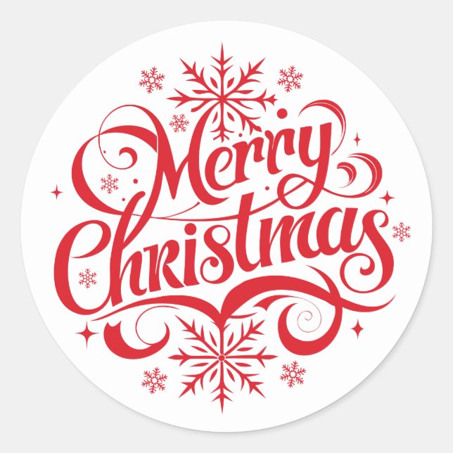 Merry Christmas Classic Round Sticker (Front)