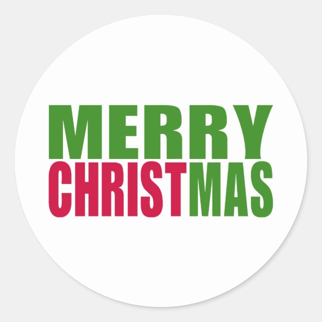 Merry Christmas Classic Round Sticker (Front)