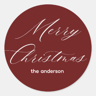 merry christmas classic round sticker