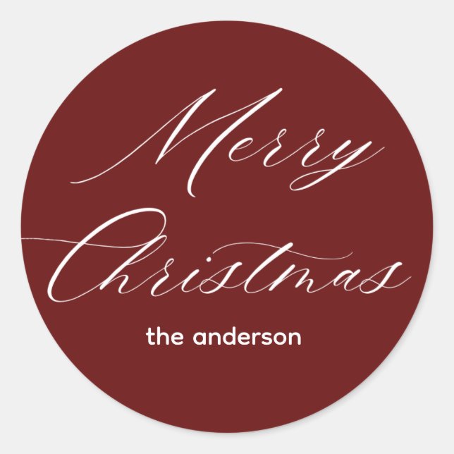 merry christmas classic round sticker (Front)