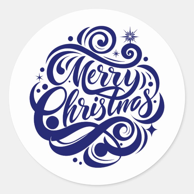 Merry Christmas Classic Round Sticker (Front)