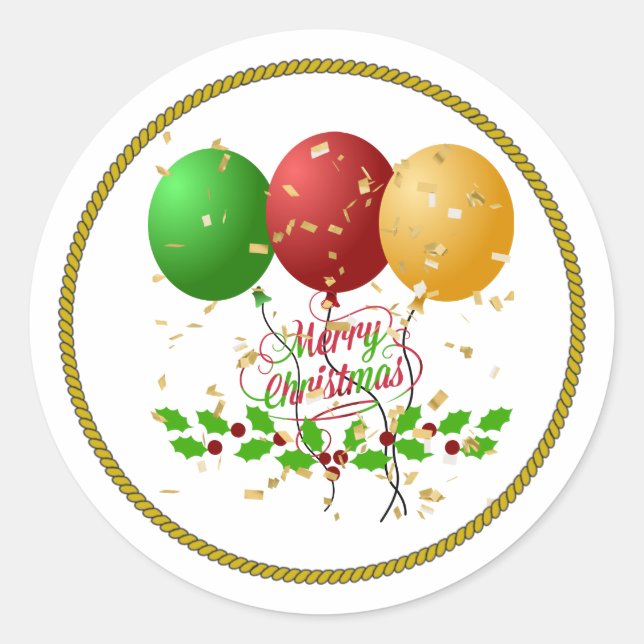 Merry Christmas Classic Round Sticker (Front)