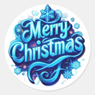 MERRY CHRISTMAS CLASSIC ROUND STICKER