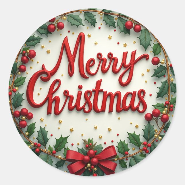 Merry Christmas Classic Round Sticker (Front)