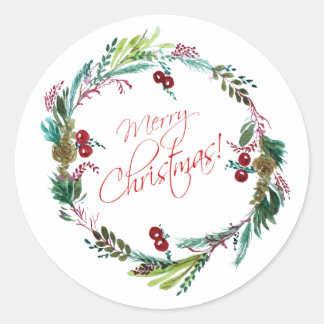 Merry Christmas Classic Round Sticker