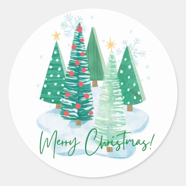 Merry Christmas    Classic Round Sticker (Front)