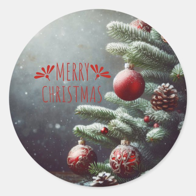 Merry Christmas Classic Round Sticker (Front)